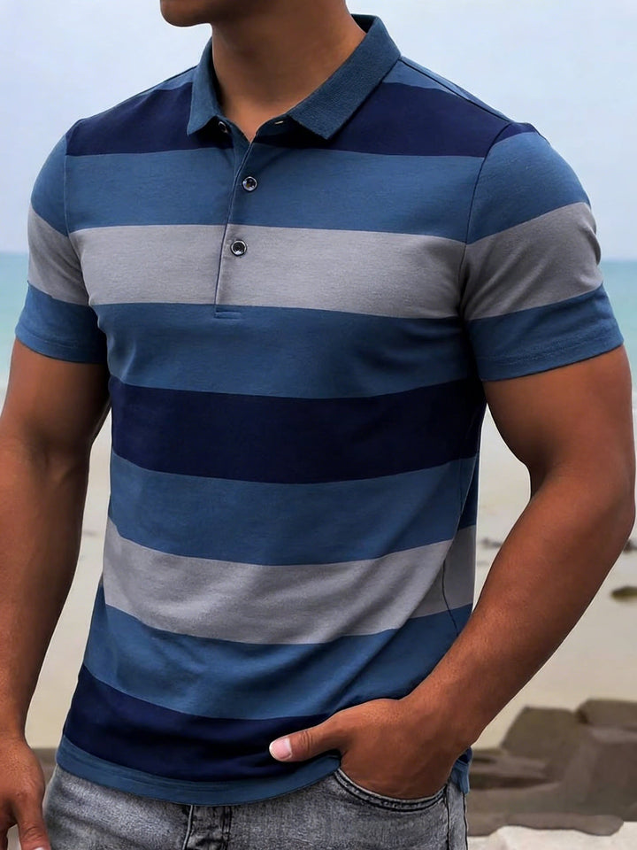 Men's Striped Collar Polo Shirt
