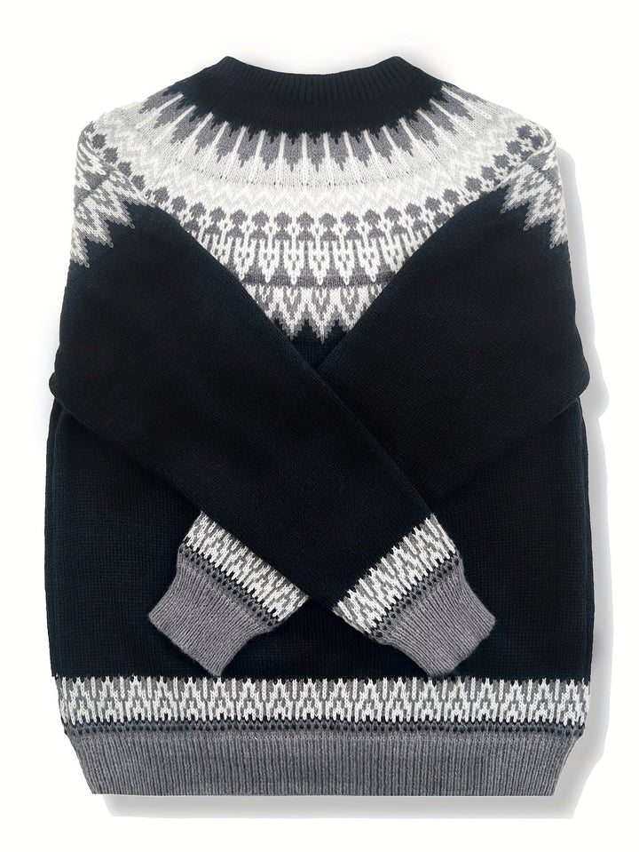Brenna | Chunky Jacquard Round Neck Sweater