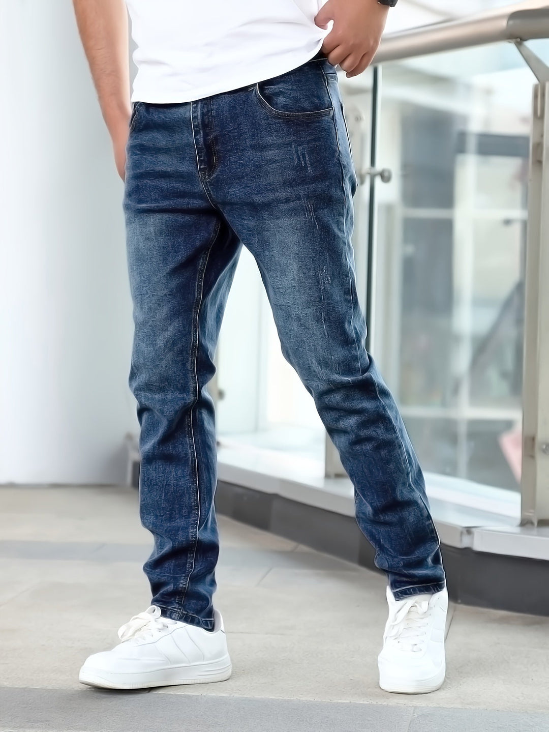 Men's Washed Stretch Denim Jeans