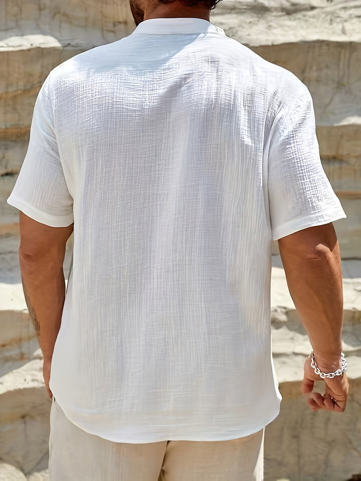 Men's Linen V-Neck Shirt