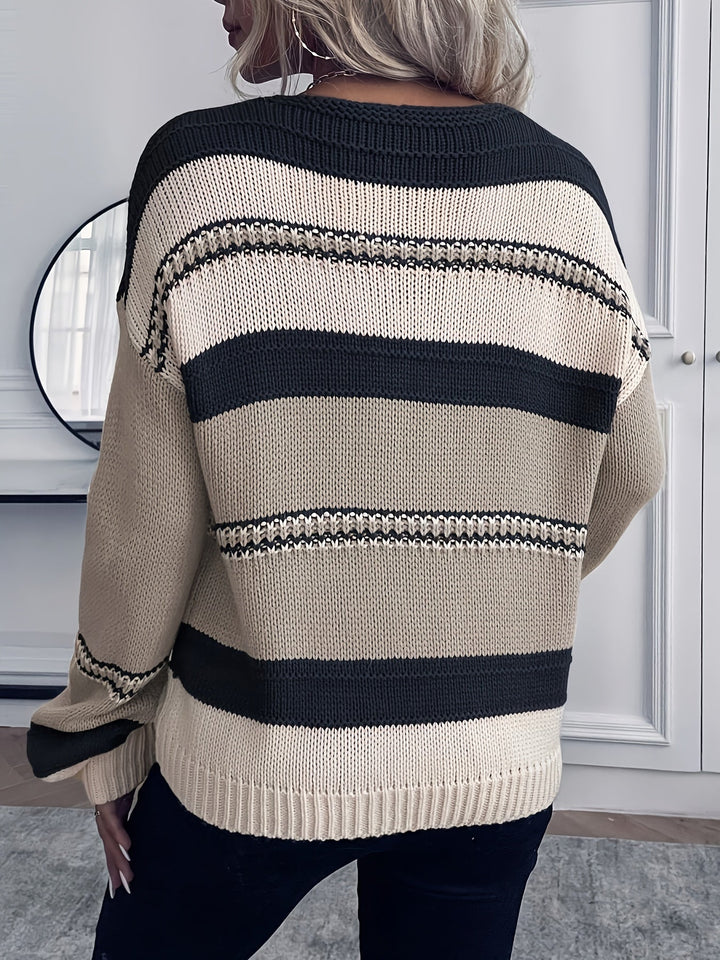 Rosemary | Color-Block V-Neck Sweater