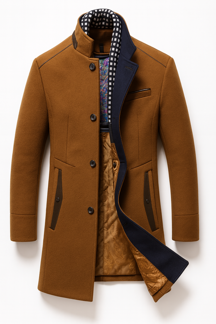 Men's Colorblock Wool Overcoat