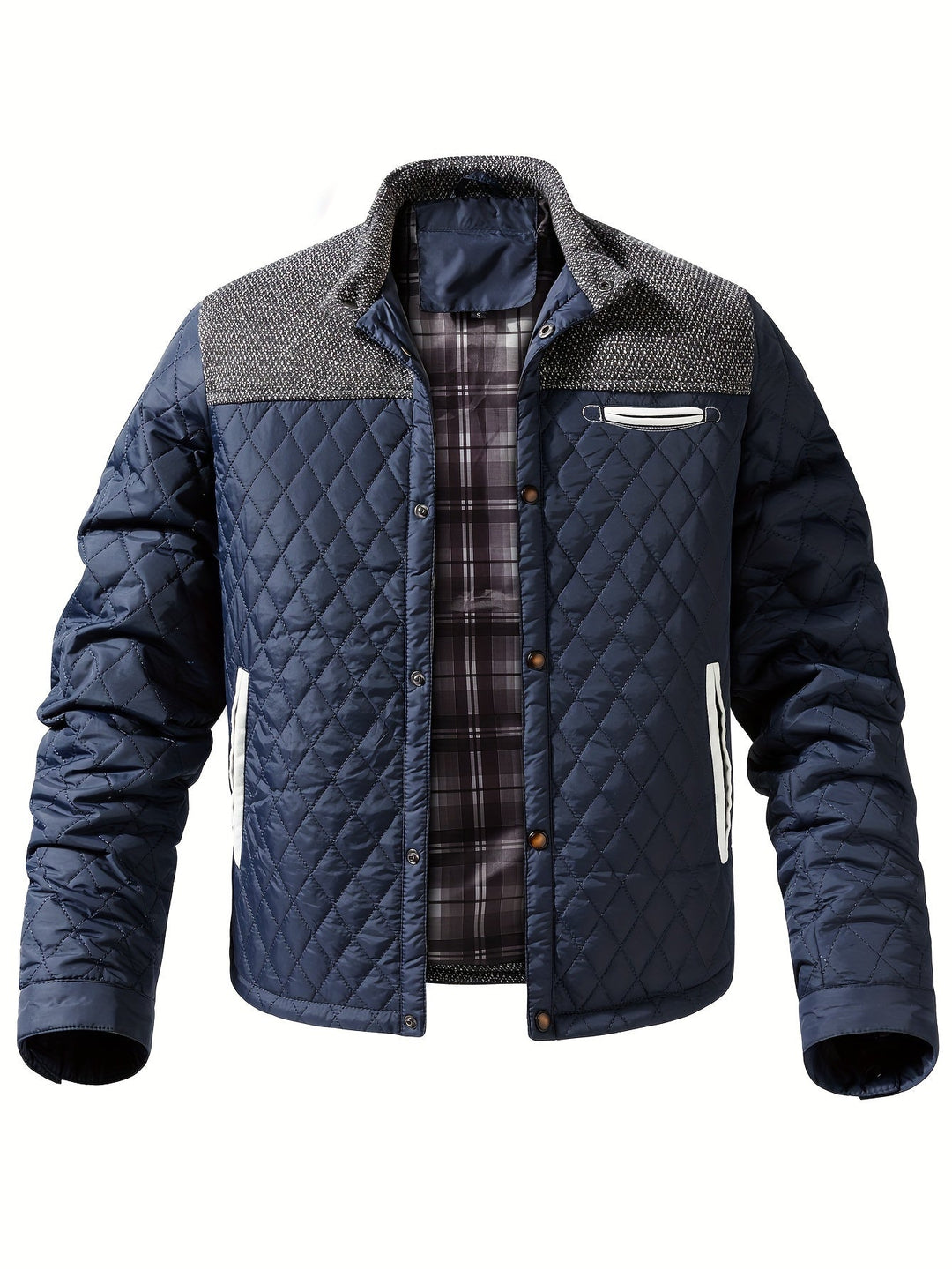 Men's Color Block Stand Collar Jacket