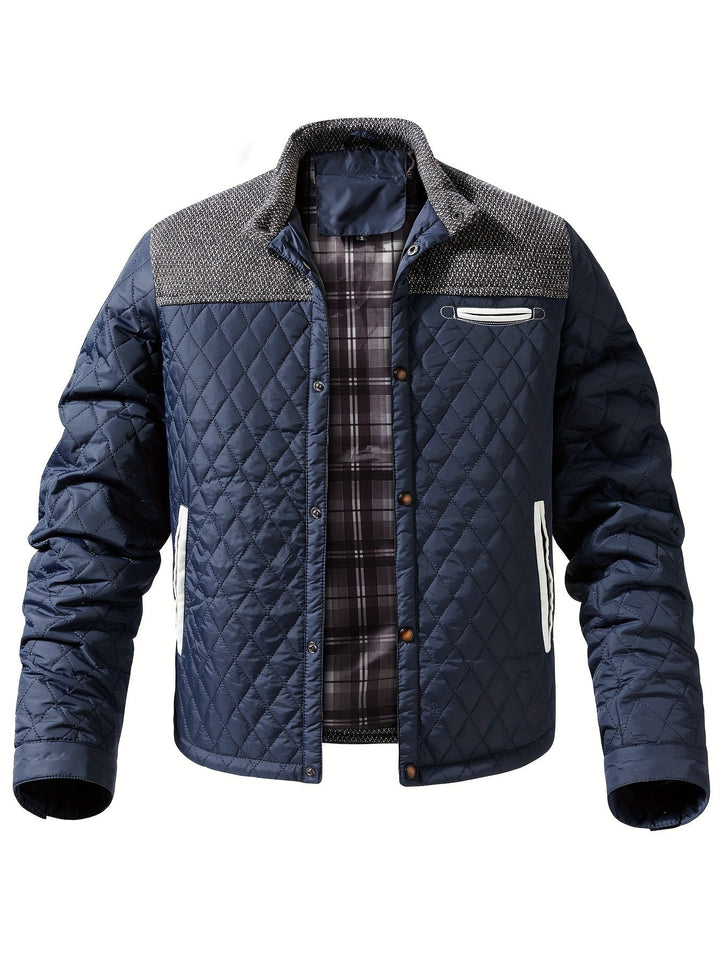 Men's Color Block Stand Collar Jacket
