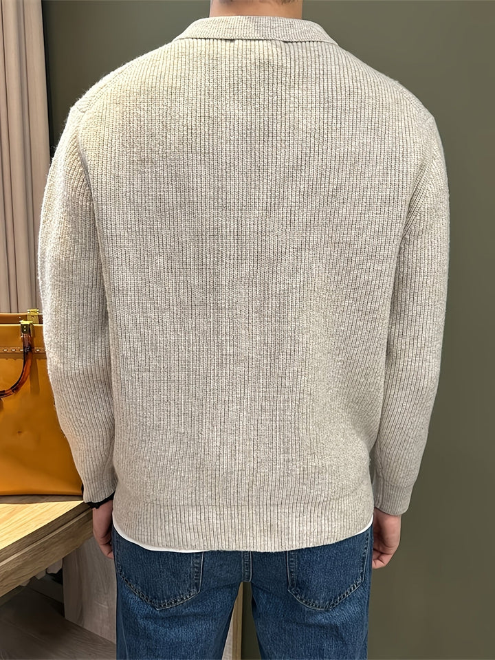 Men's Ribbed Polo Sweater
