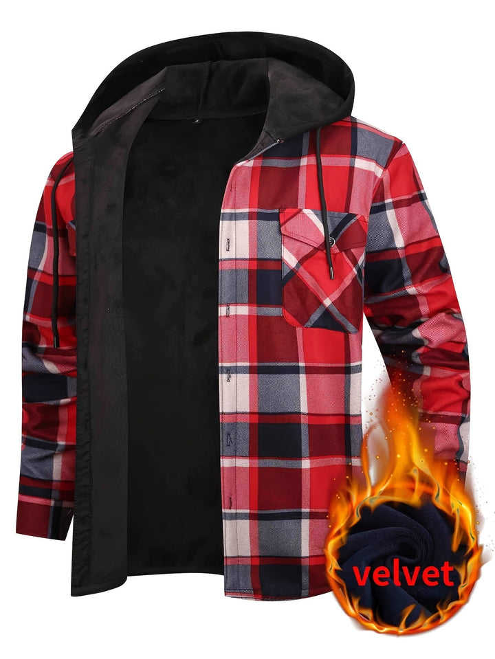 Men's Plaid Hooded Jacket
