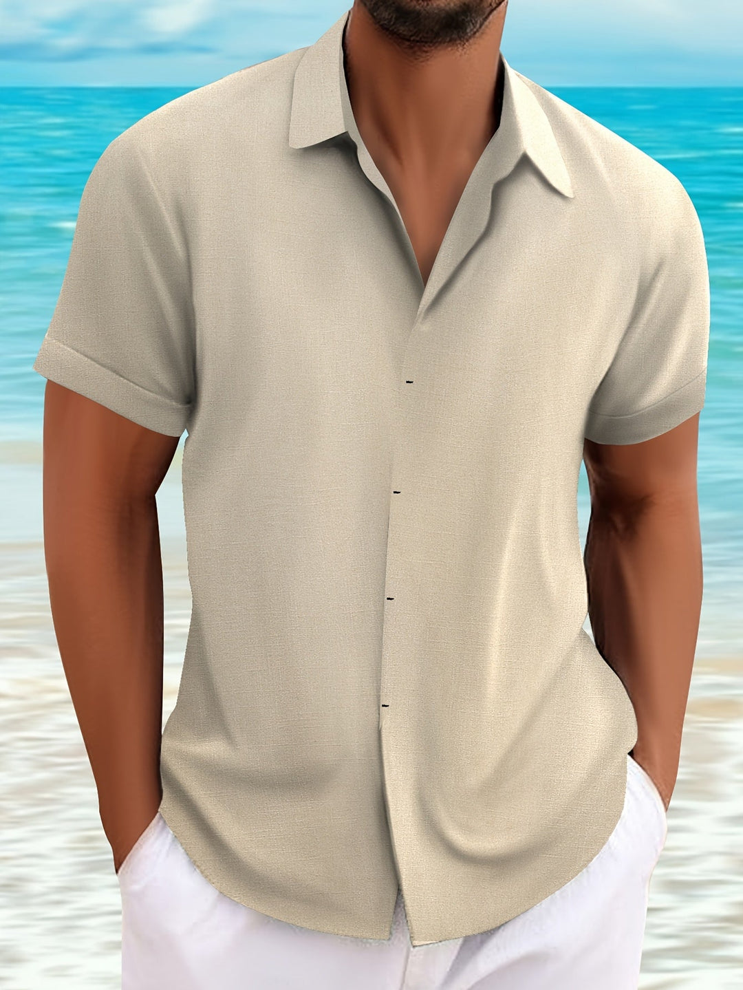 Men's Linen Lapel Shirt