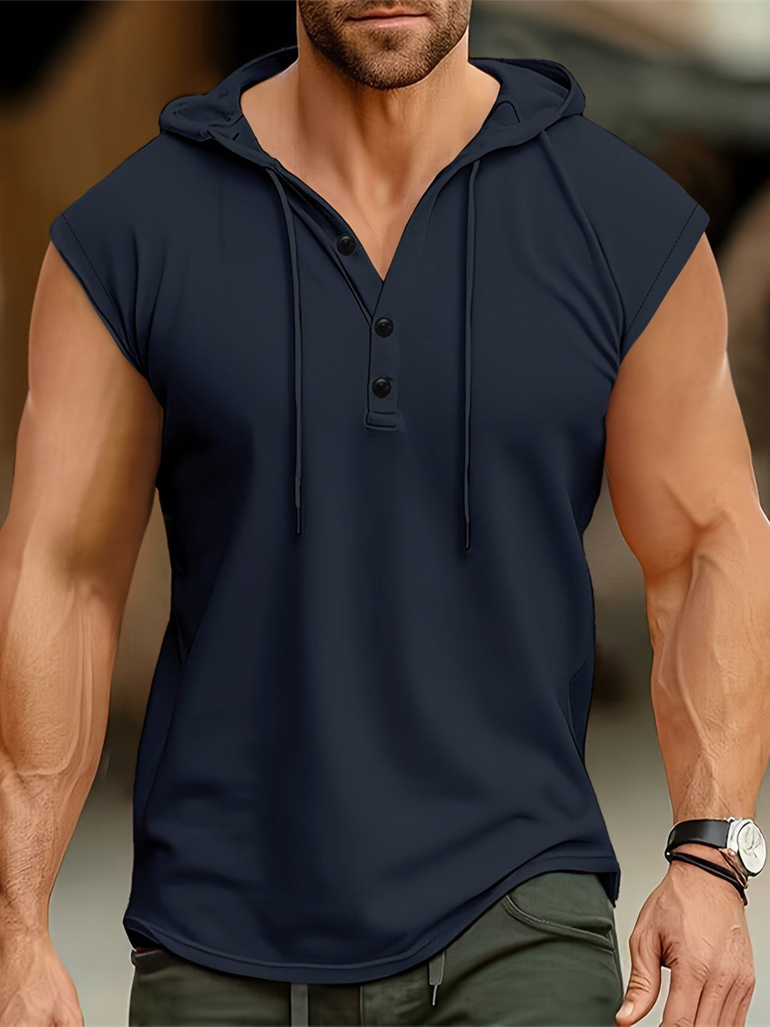 Men's Hooded Henley Shirt