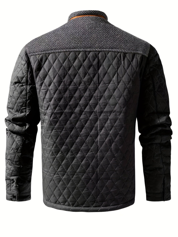 Men's Color Block Stand Collar Jacket