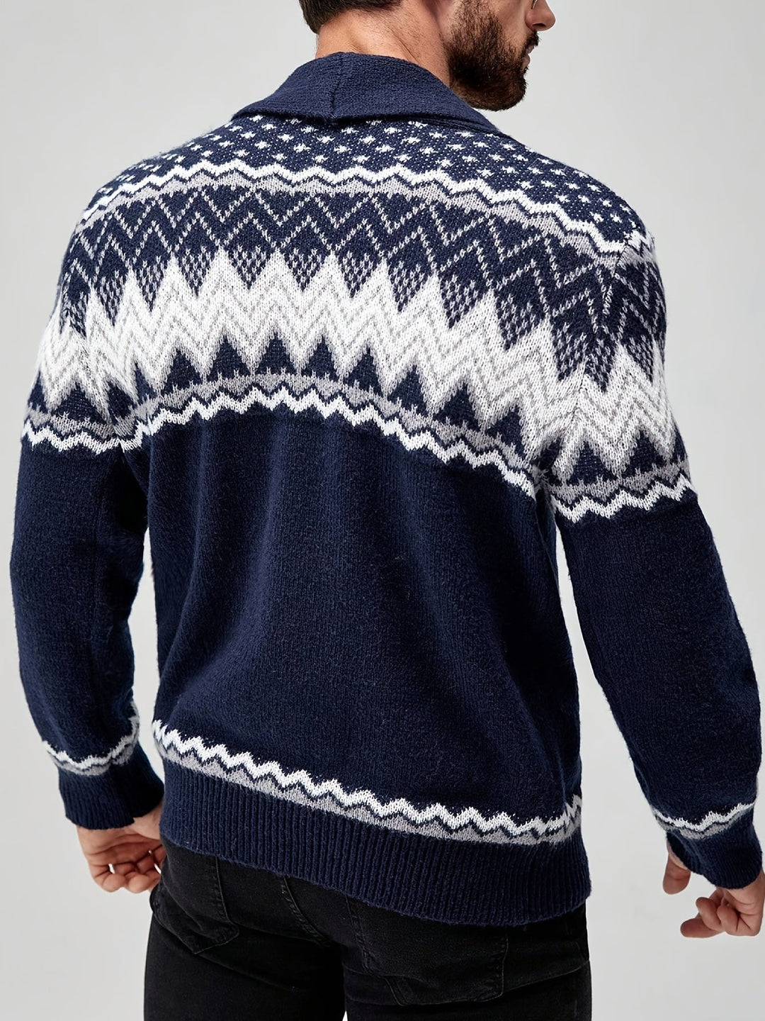 Men's Geometric Pattern Cardigan Sweater
