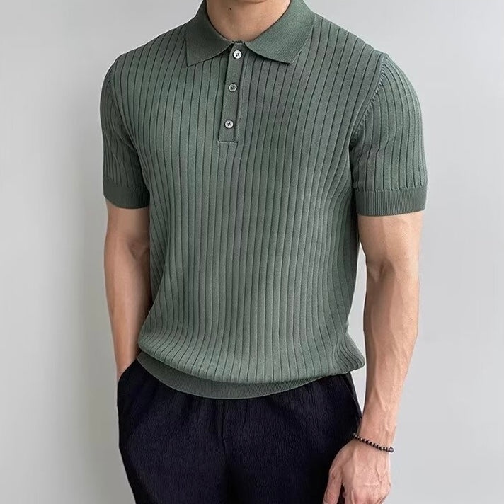 Men's Textured Cotton Polo Shirt