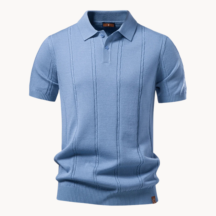Men's Ribbed Knit Polo Shirt