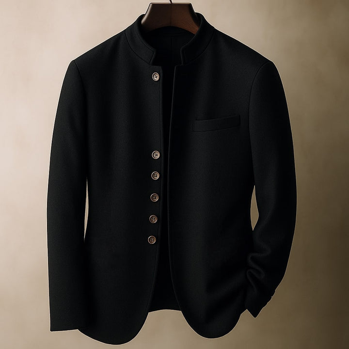 Wool Jacket with Straight Collar
