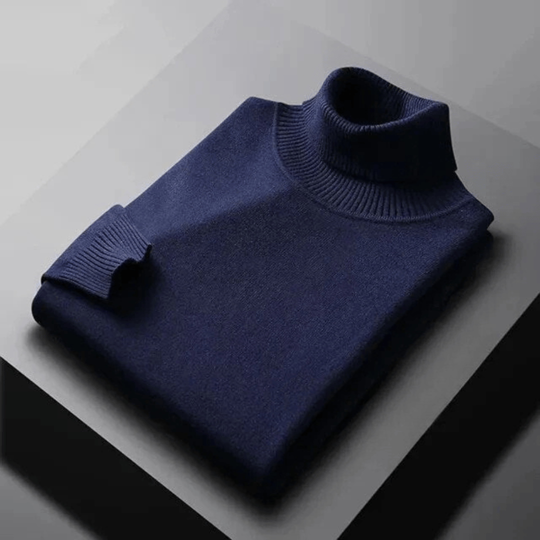 Men's Textured Turtleneck Knit Sweater