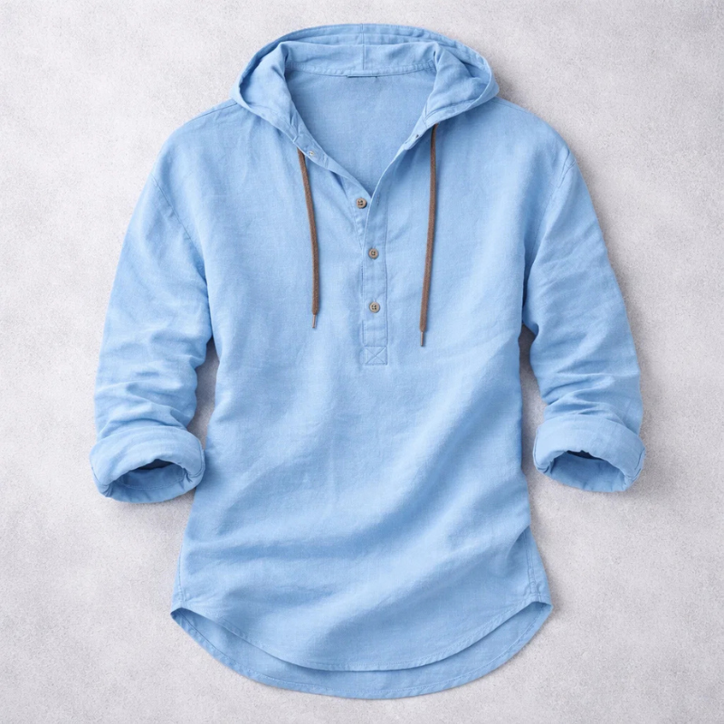 Men's Linen Blend Hoodie Shirt