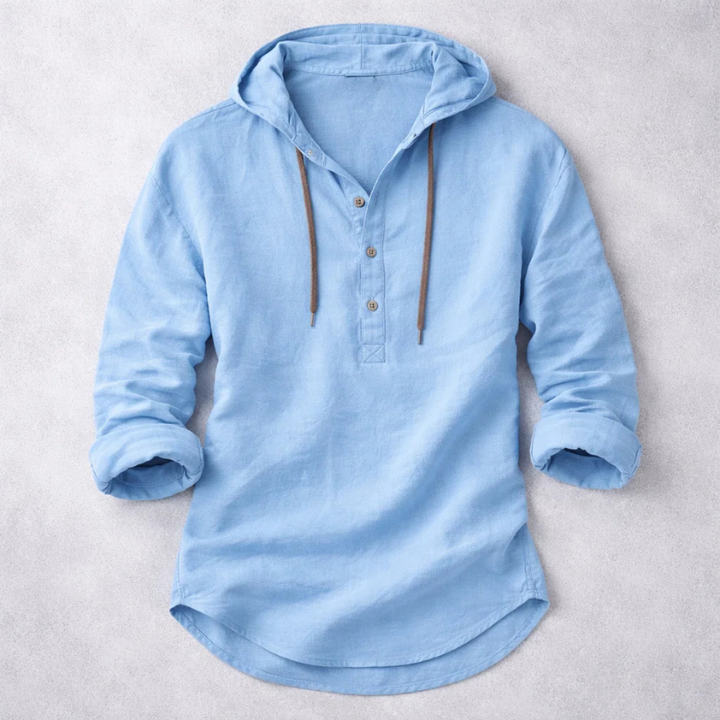 Men's Linen Blend Hoodie Shirt