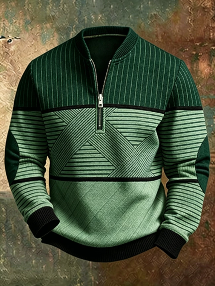 Men's Geometric Half Zip Sweater