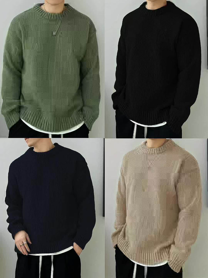 Men's Solid Knit Crewneck Sweater
