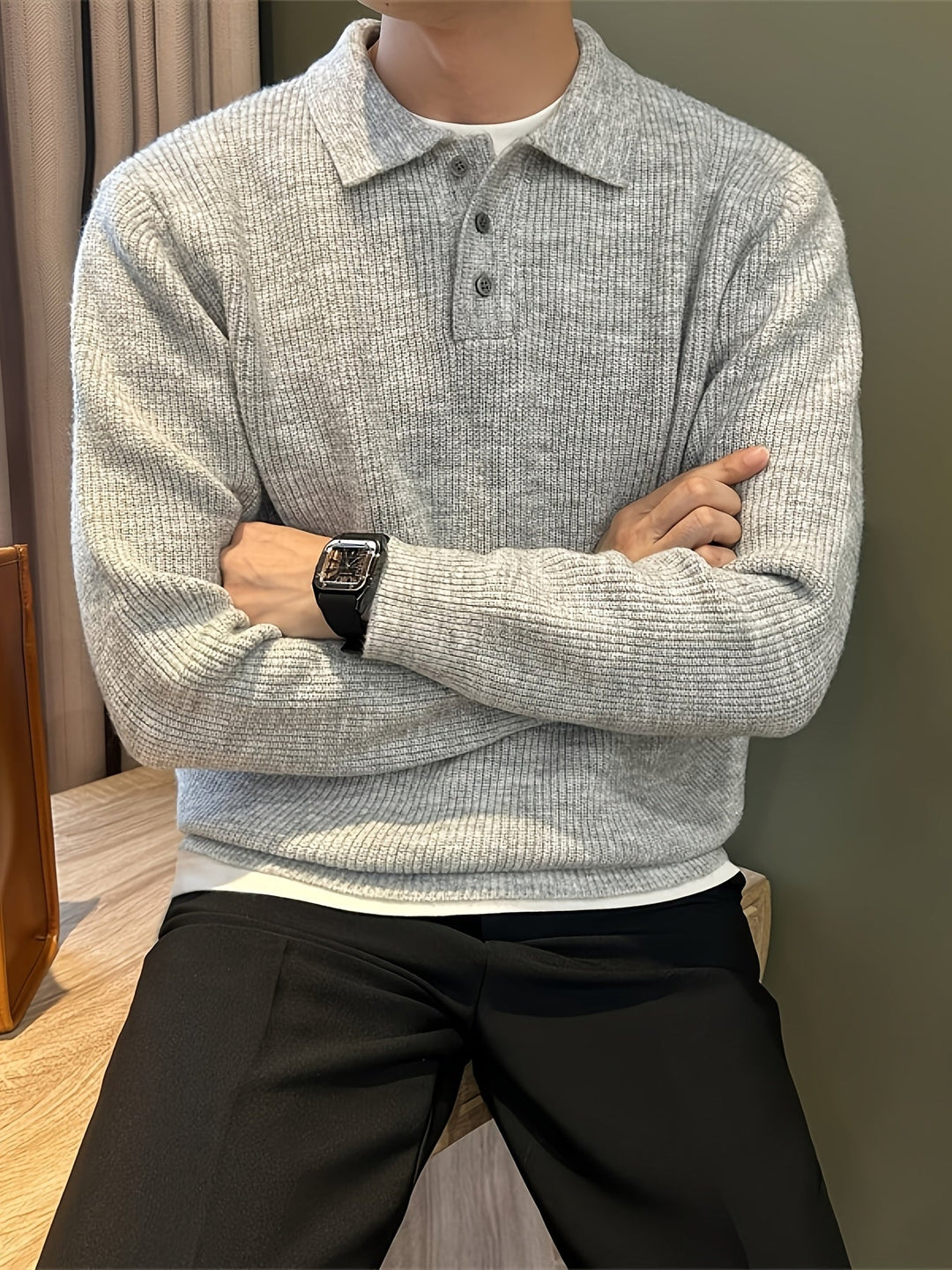 Men's Ribbed Polo Shirt