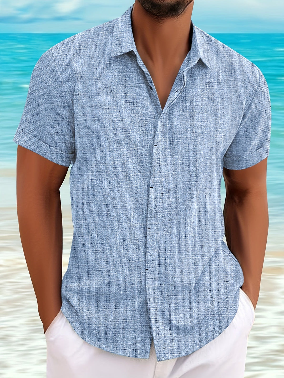 Men's Linen Lapel Shirt