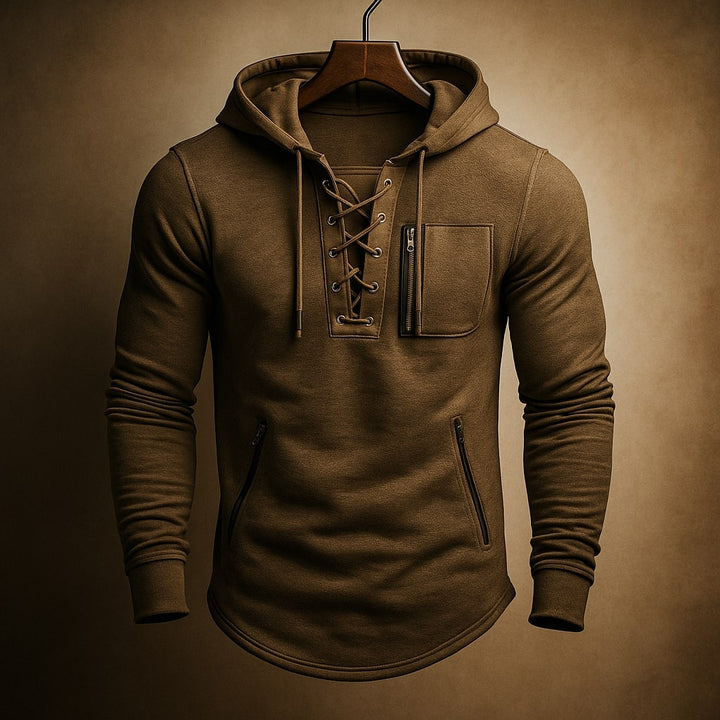 Men's Lace-Up Knit Hoodie