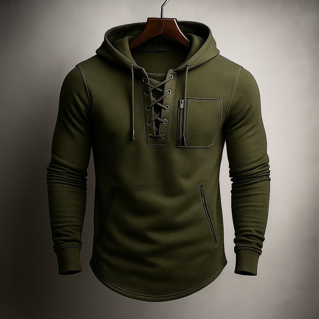 Men's Lace-Up Knit Hoodie