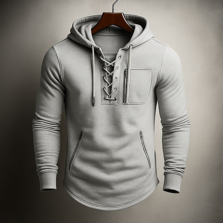 Men's Lace-Up Knit Hoodie