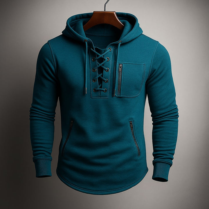 Men's Lace-Up Knit Hoodie