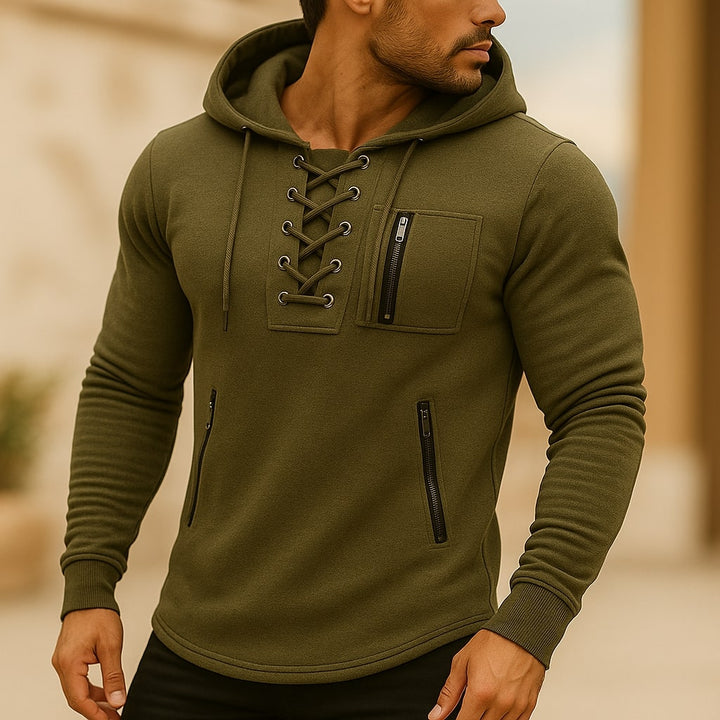 Men's Lace-Up Knit Hoodie