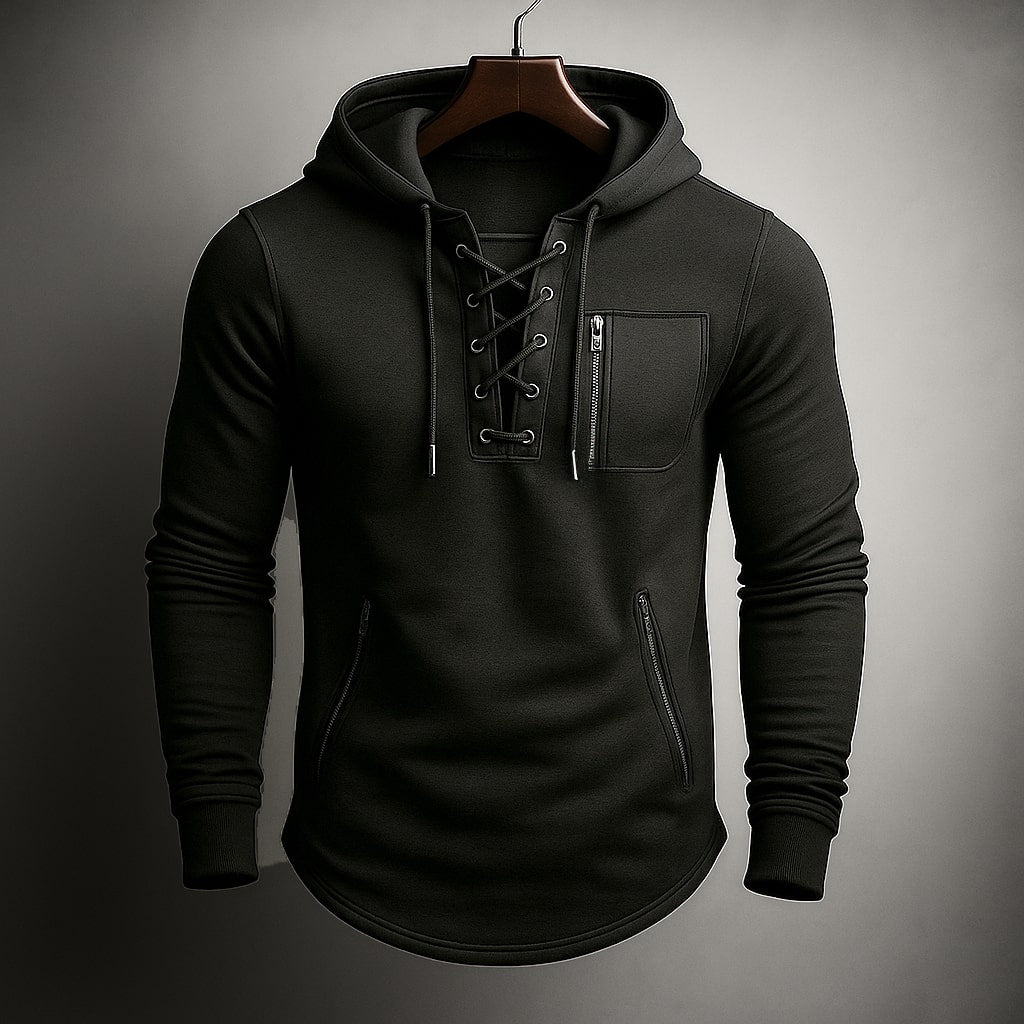 Men's Lace-Up Knit Hoodie