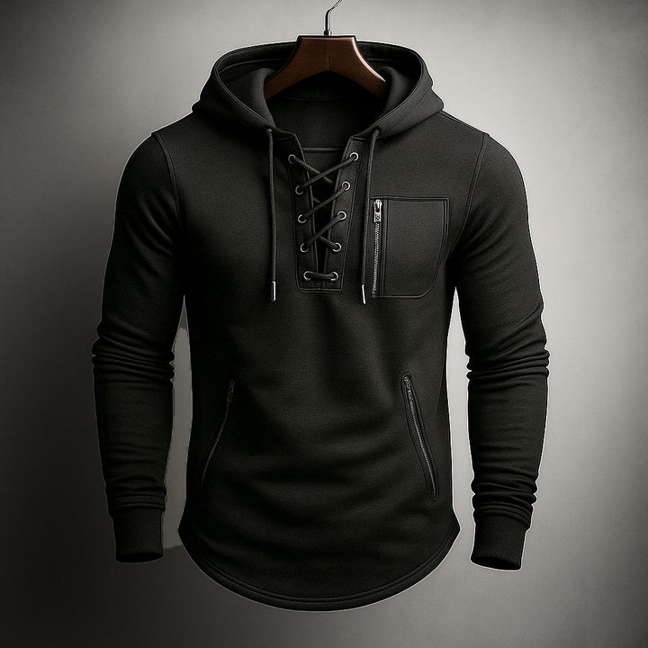 Men's Lace-Up Knit Hoodie