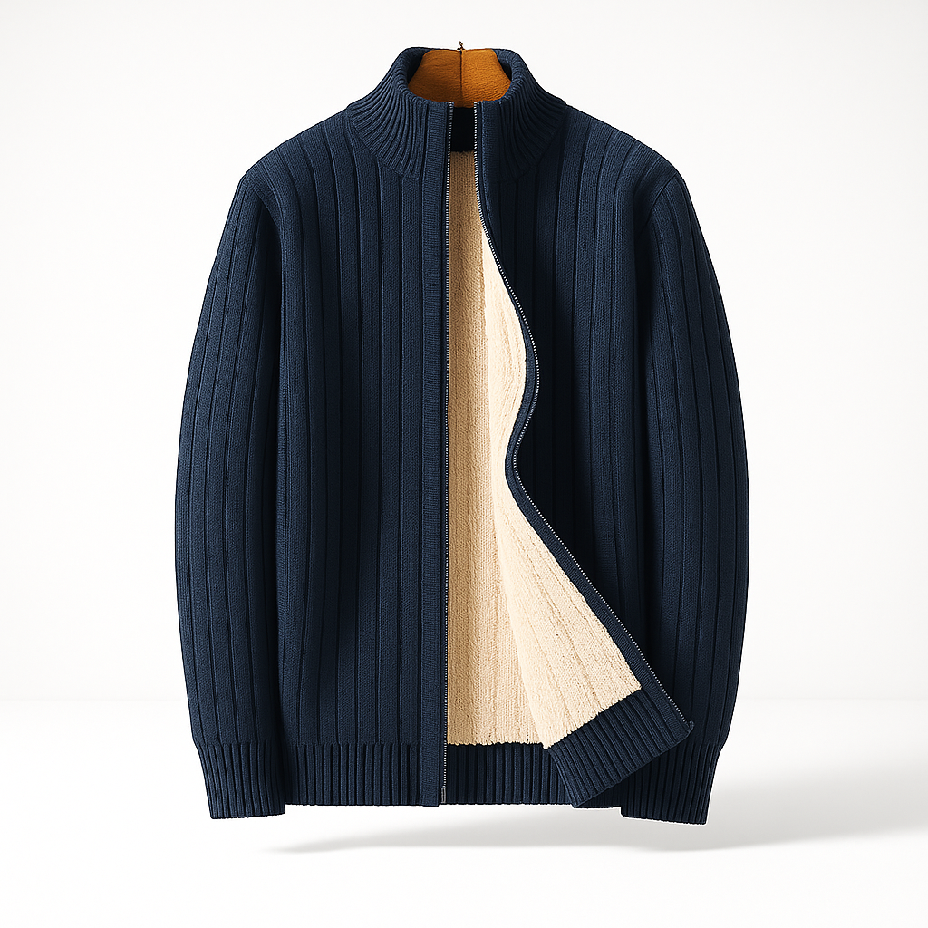 Men's Elegant and Fashionable Cardigan with Zip