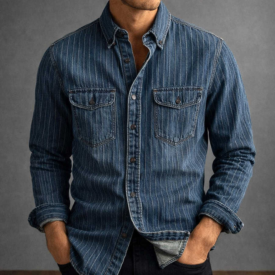 Men's Striped Long-Sleeve Shirt