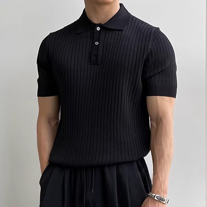 Men's Textured Cotton Polo Shirt