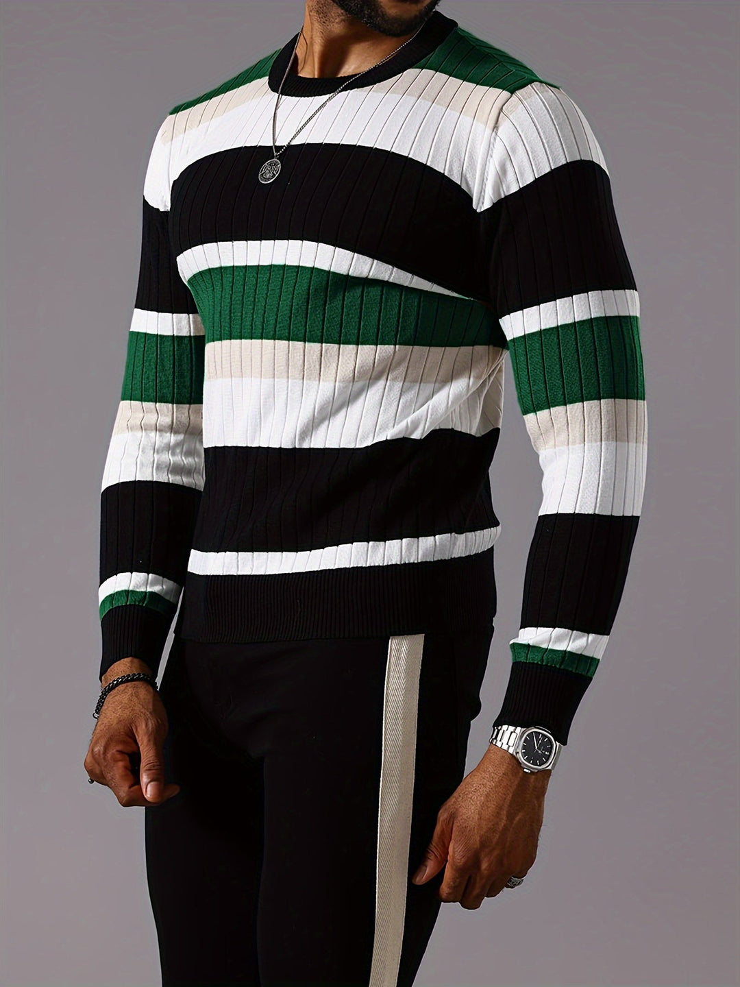 Men's Colorblock Rib-Knit Sweater