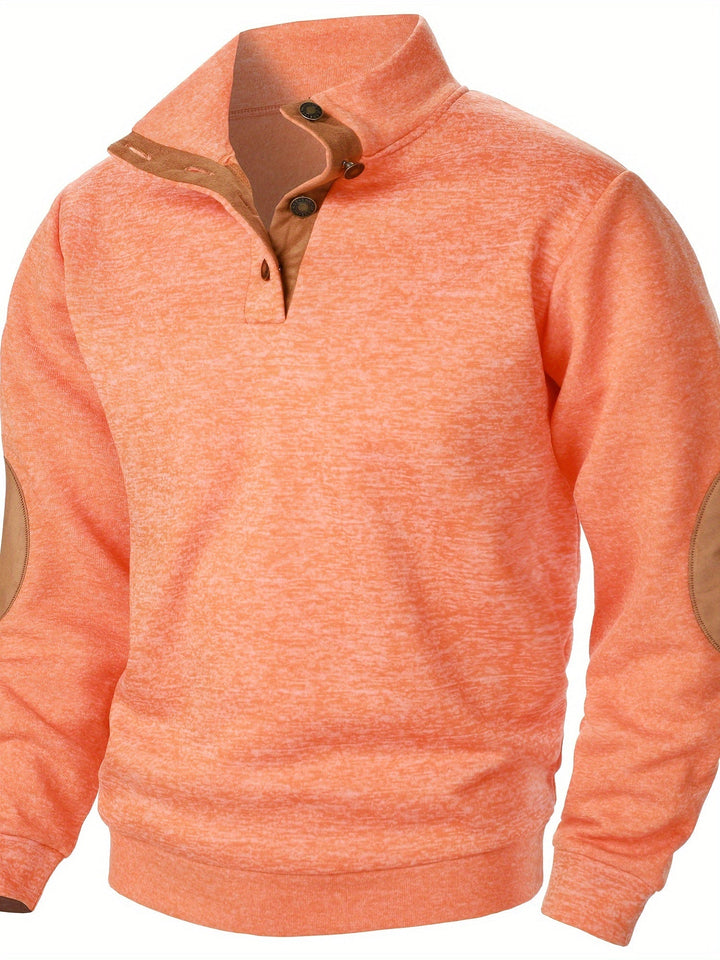 Men's Stand Collar Button Knit Sweatshirt