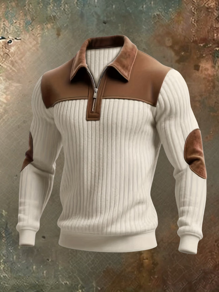 Men's Ribbed Half-Zip Polo Shirt