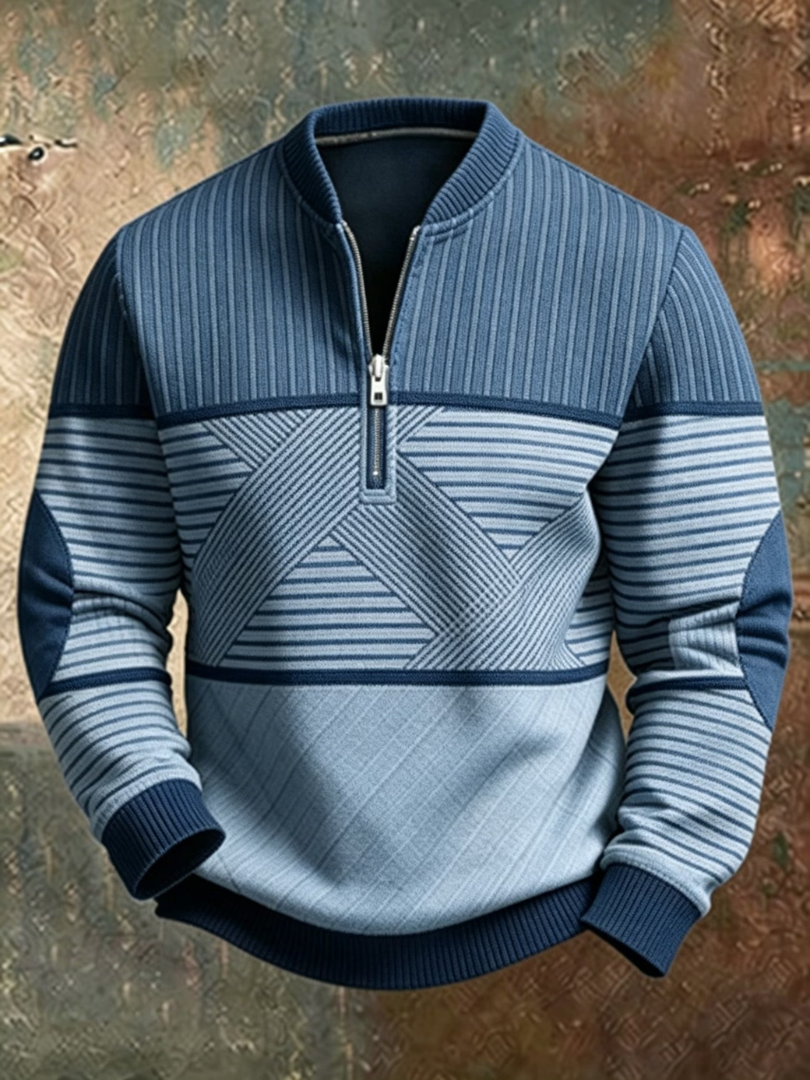 Men's Geometric Half Zip Sweater