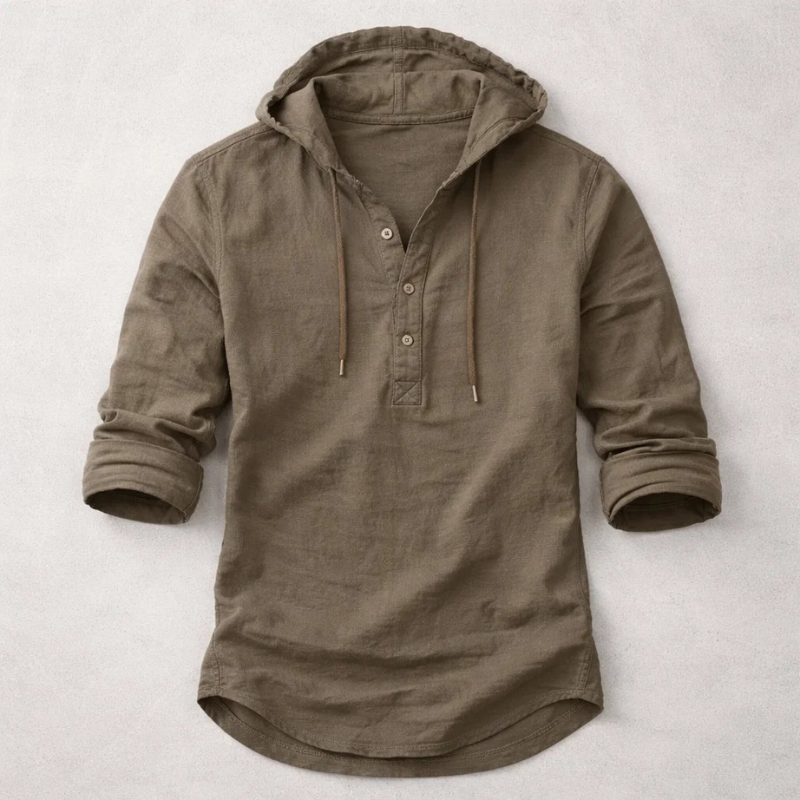 Men's Linen Blend Hoodie Shirt