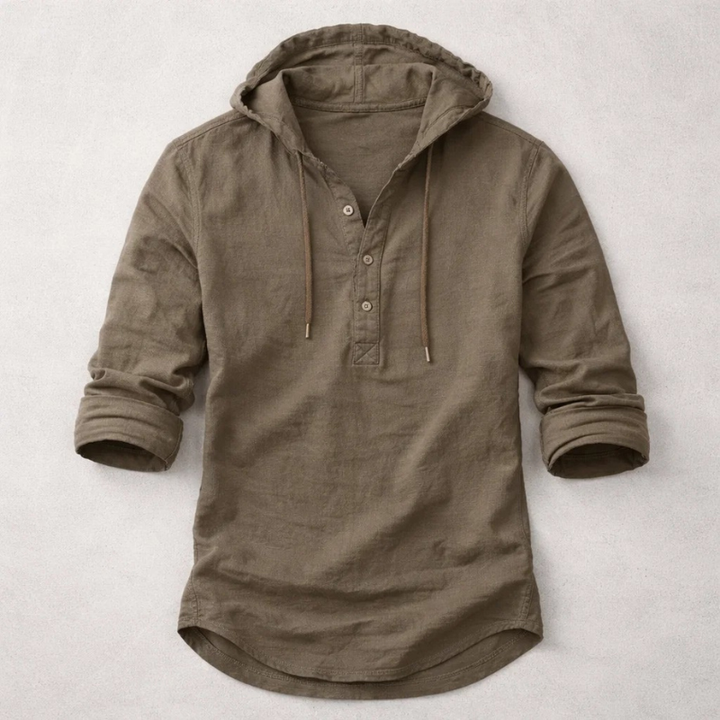 Men's Linen Blend Hoodie Shirt