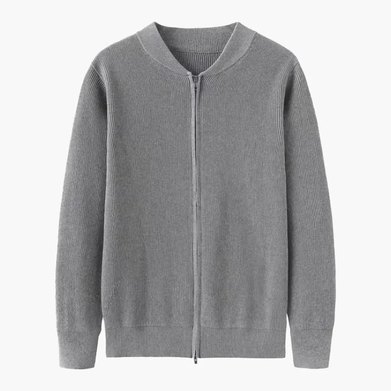 Men’s Ribbed Zip Cardigan – Full Zip Knitted Sweater