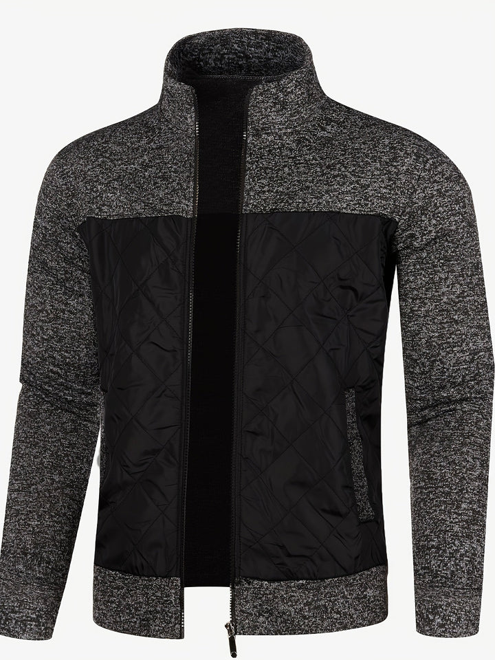 Men's Stand Collar Zip Knit Jacket