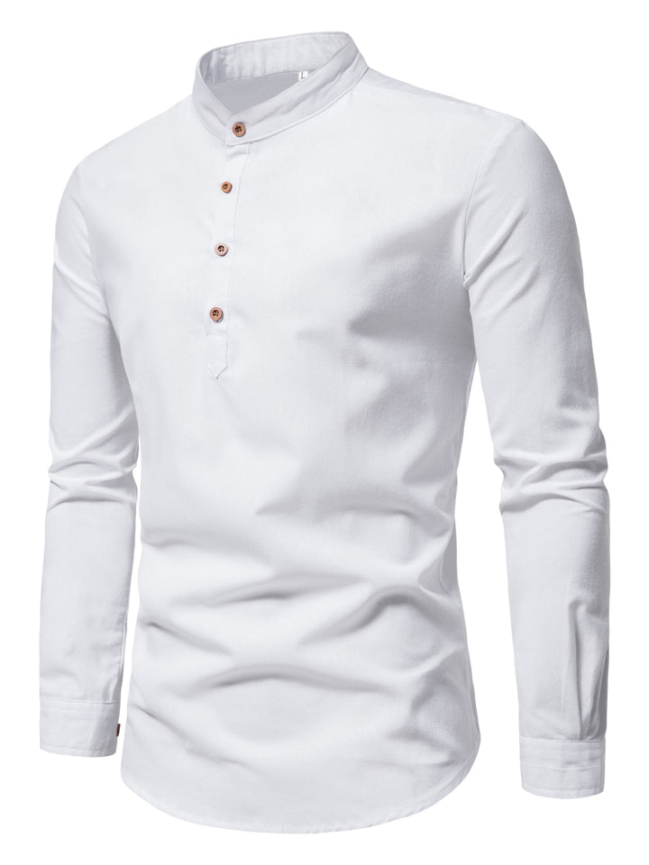 Men's Stand Collar Cotton Shirt