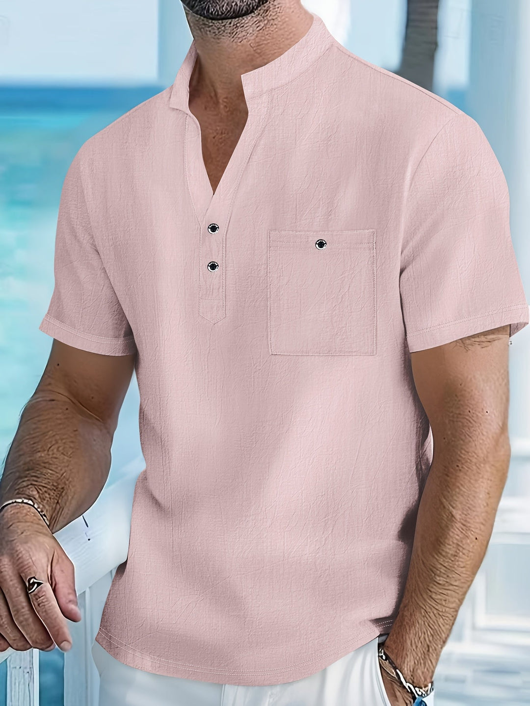 Men's Henley Cotton Shirt