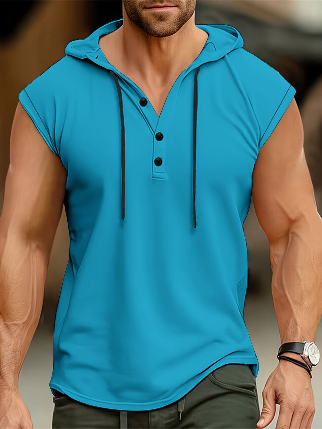 Men's Hooded Henley Shirt