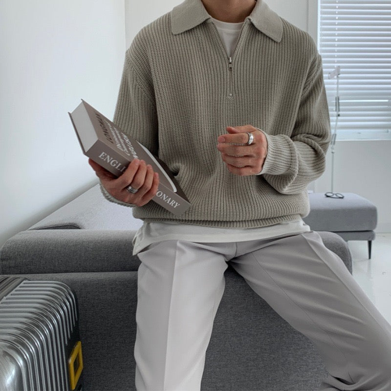 Men's Textured Zip Sweater