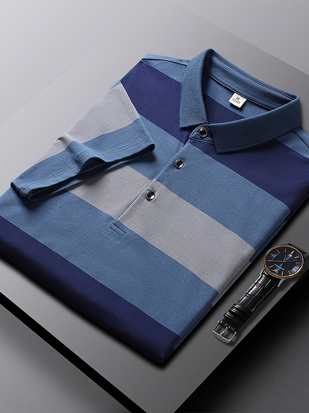 Men's Striped Collar Polo Shirt