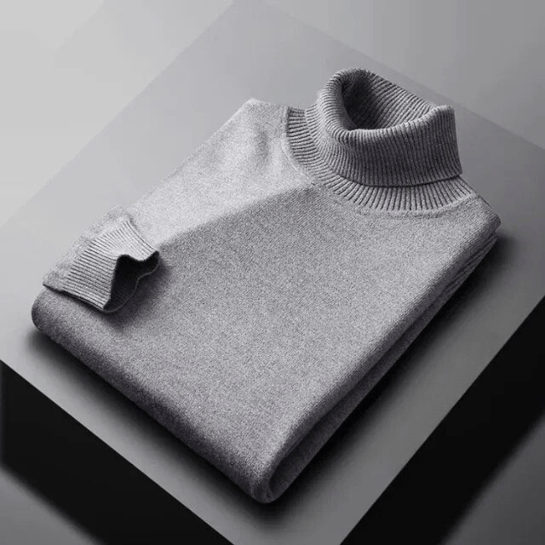 Men's Textured Turtleneck Knit Sweater