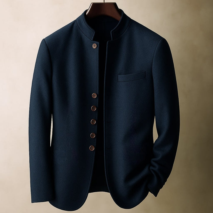 Wool Jacket with Straight Collar