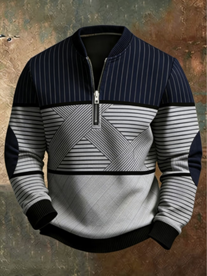 Men's Geometric Half Zip Sweater